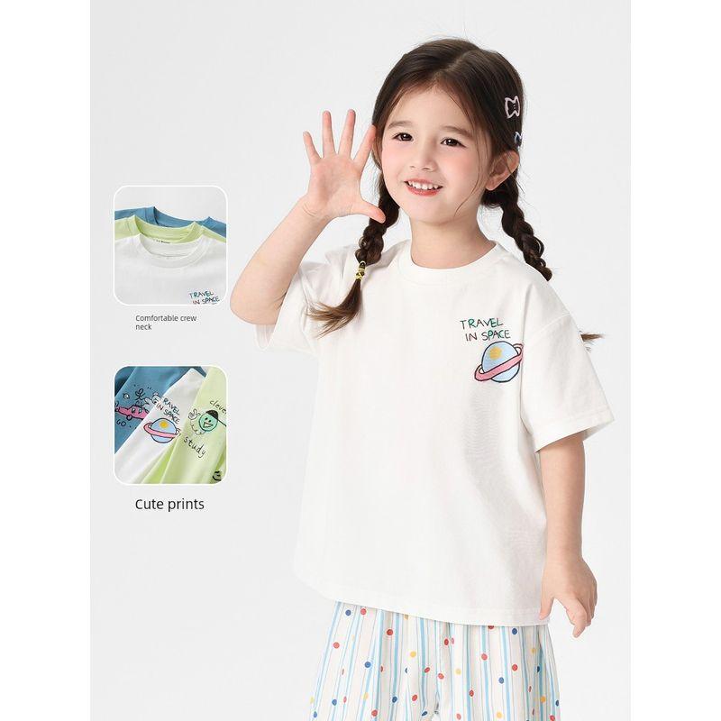 Right European Style Cool Short-Sleeved T-Shirt for Girls, Summer Wear 2026 New Children's Clothing, Kids' Tops, Half-Sleeve, Thin Summer Style