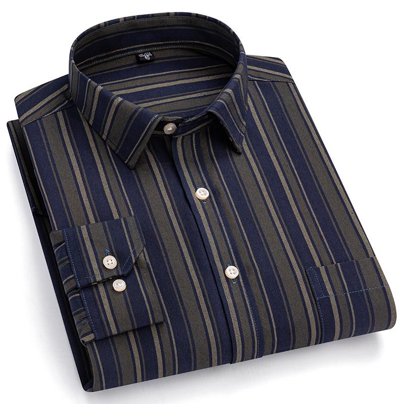 Men's Plus Size Plaid Oxford Cotton Long-Sleeve Shirt