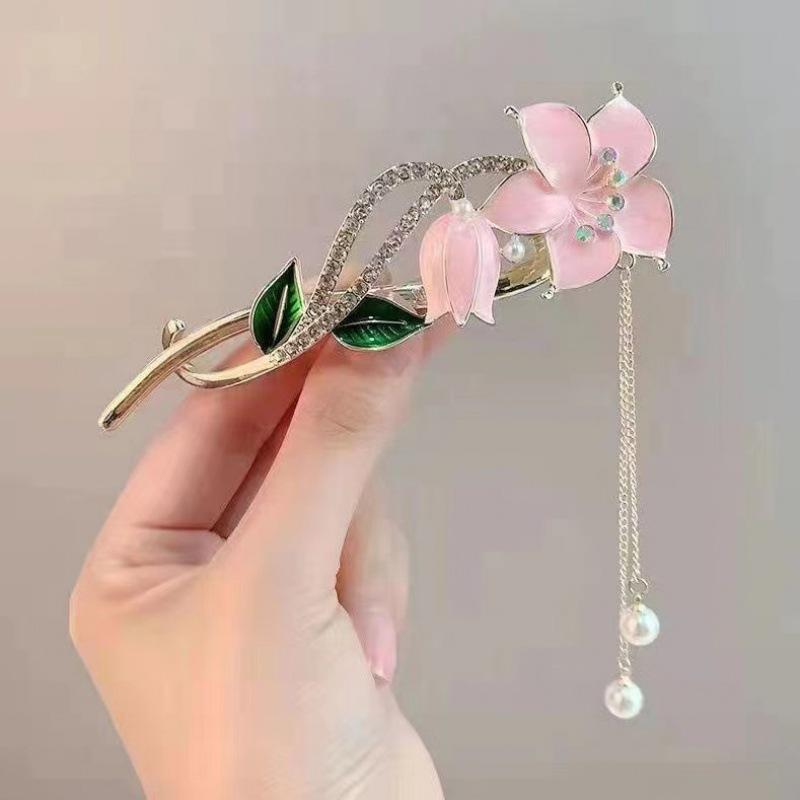 Lily of the Valley Hanfu Hairpin: Women's Elegant Tassel Bun Clip Hair Accessory