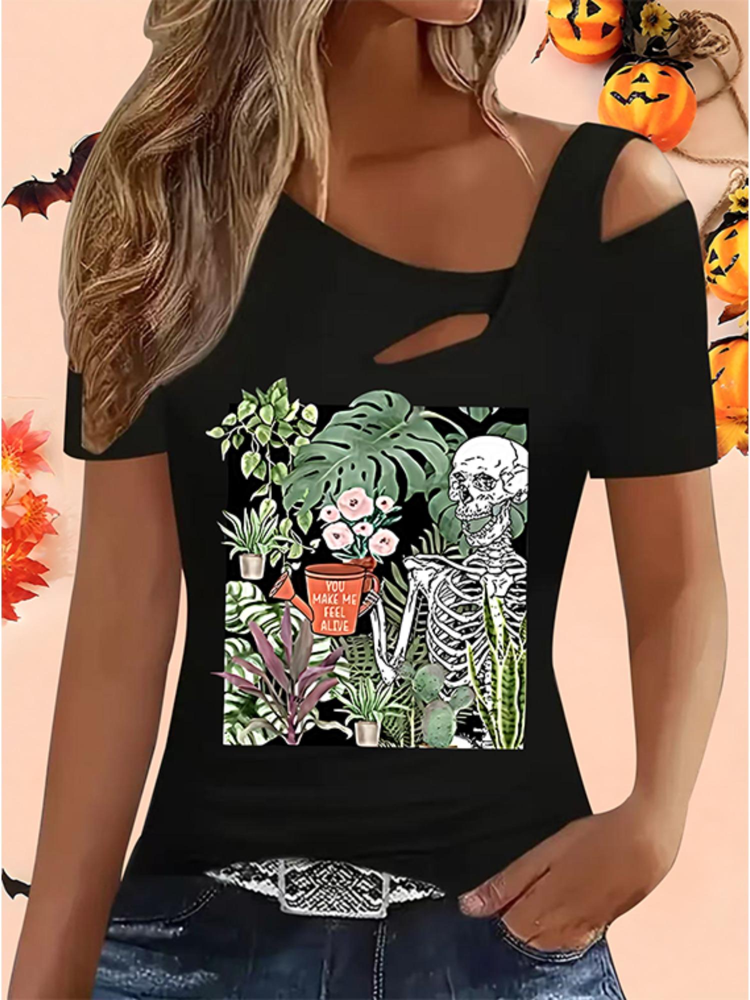 

Женские Свободные Топы Блузки Рубашки Подарок на Хэллоуин и Рождество S чёрный