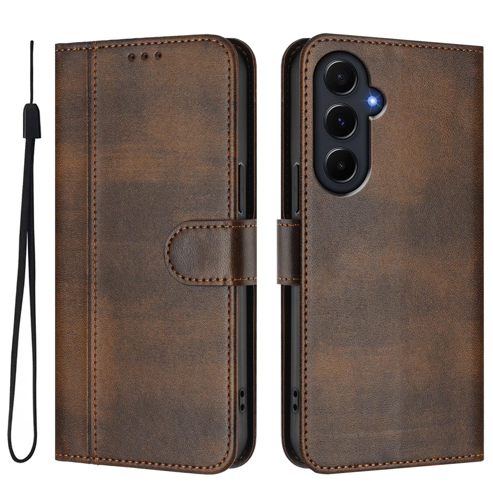 

For Samsung Galaxy A55 5G Cases Wallet Stand Retro Texture Leather Phone Cover with Lanyard H