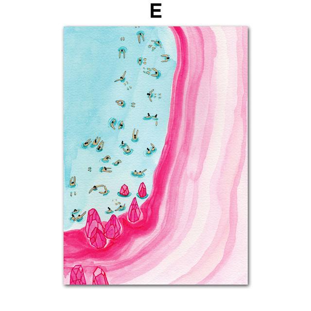 Tropical Morocco Beach Swim Pool Santorini Abstract Art Canvas Painting Posters and Prints Wall Pictures for Living Room Decor No Frame