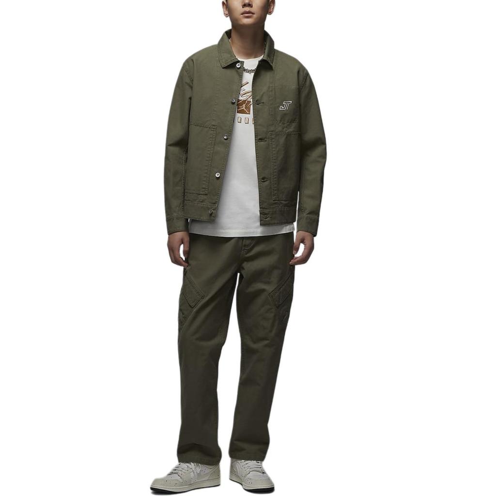 Jordan Tatum Chicago Unifarbige Poloshirt Bequeme Langarmjacke Herrenjacke Olivgrün HM3881-222