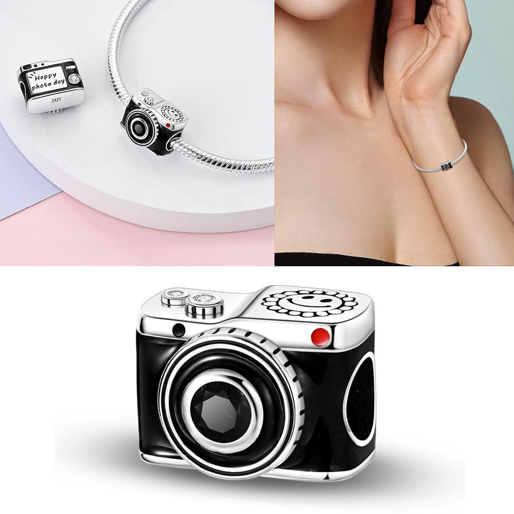 Copper Metal Camera Bead Components Pendant Bead Components Charm Bead Components Compatible With Authentic Original Bracelet High Quality Fine