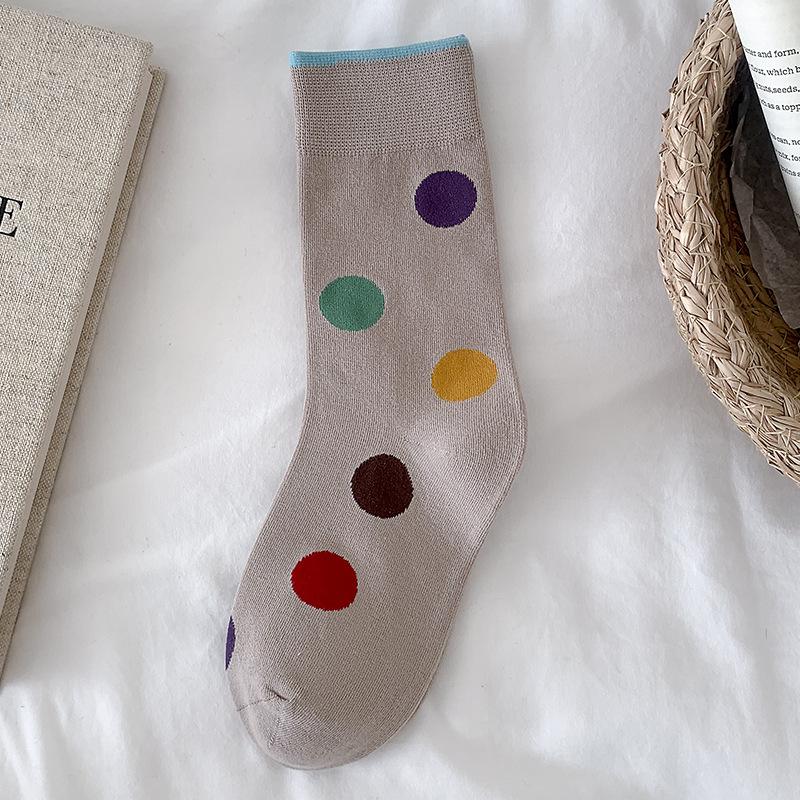 Socks Pure Cotton Polka Dot Stacking Socks Season Tide Cotton Boneless Sweat-Absorbing Deodorant Polka Dot Medium Tube Socks Women