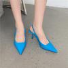 Women Simple Blue Slingback Pumps 2025 Summer Elegant Pointed Toe High Heels Shoes Woman Solid Thin Heel Sandals for Women