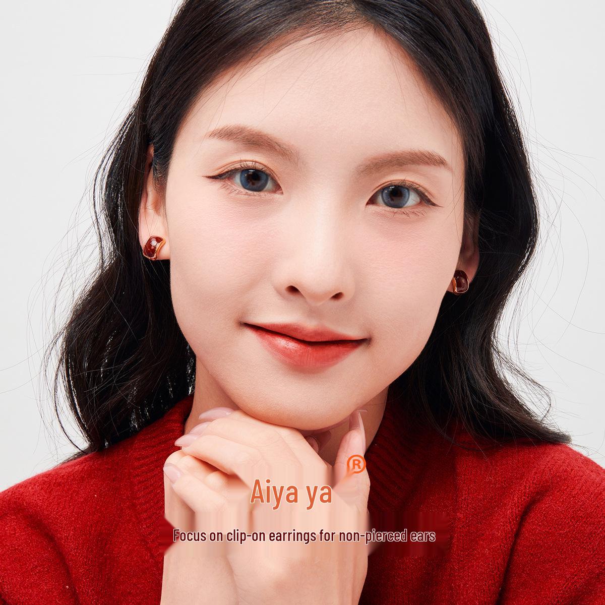 

Красные эмалевые клипсы в стиле ретро Бобы акации для женщин без проколотых ушей Mosquito Coil Disc Clip-on Earrings