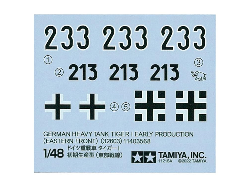 Tamiya Military Miniature Series 103 German Heavy Tank Tiger I Early Production Type Eastern Front Plastic Model Kit 32603 1/48 No.
