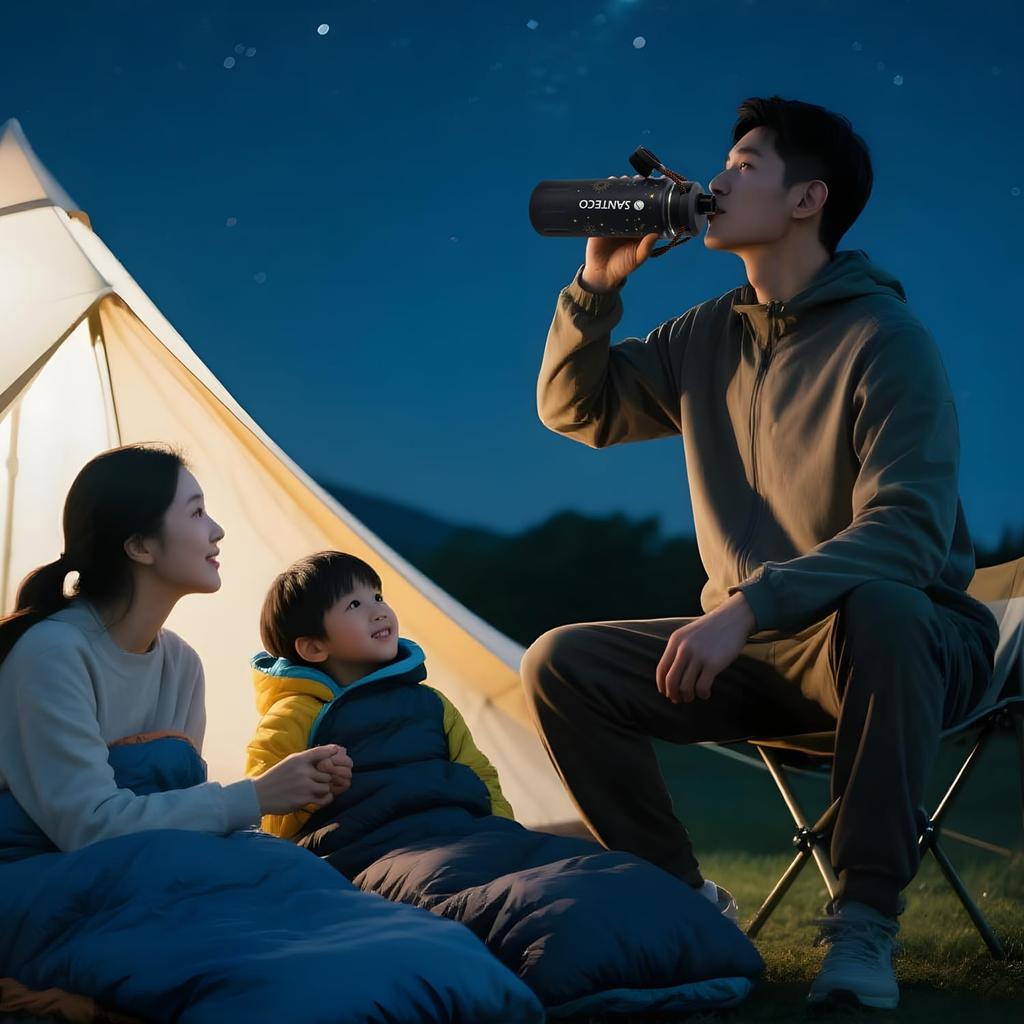 SANTECO 710ml Water Bottle with a Celestial Constellation Design, Insulates Hot and Cold Water, Vacuum Insulated, Stainless Steel Thermos Bottle with