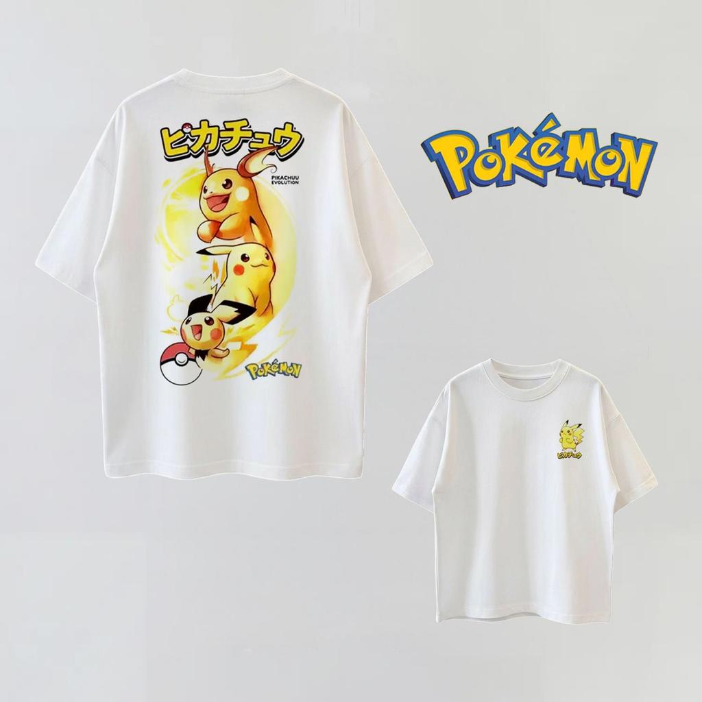 Summer Anime PokéMon Cosplay Tshirt Cotton Short Sleeve Tops Casual Loose Retro Tshirt Unisex Unisex Kids Family Matching Outfits