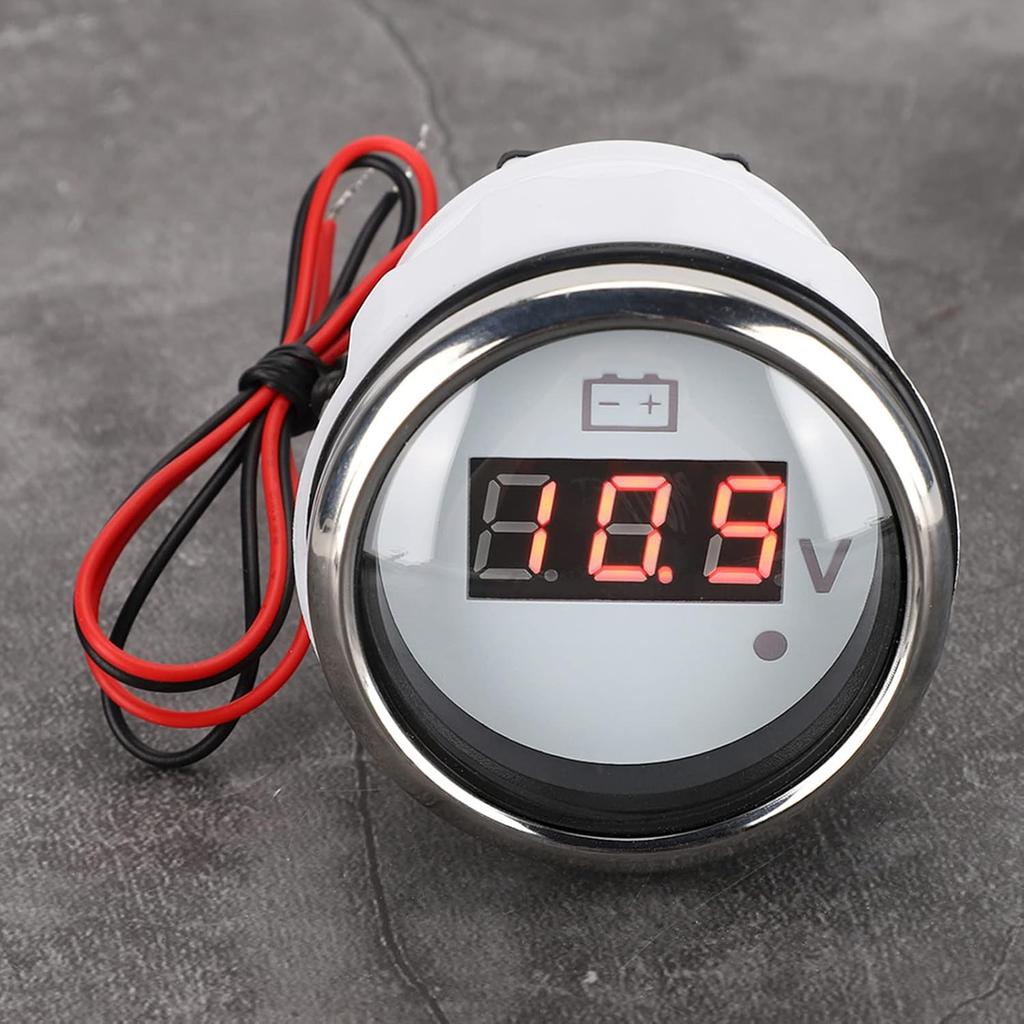 Marine Voltage Gauge Marine Volt Meter 52mm Diameter Boat Voltage Gauge LED Digital Display 316 Stainless Steel Marine Voltmeter Gauge Universal for