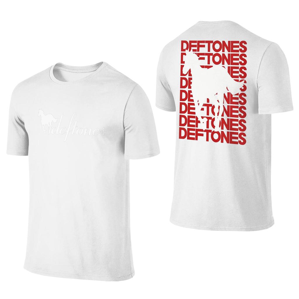 Ohms White Pony Deftones Rock Band T-Shirt Men Awesome Cotton T Shirts Summer Breathable Harajuku Tee Shirt Logo Oversized Tops