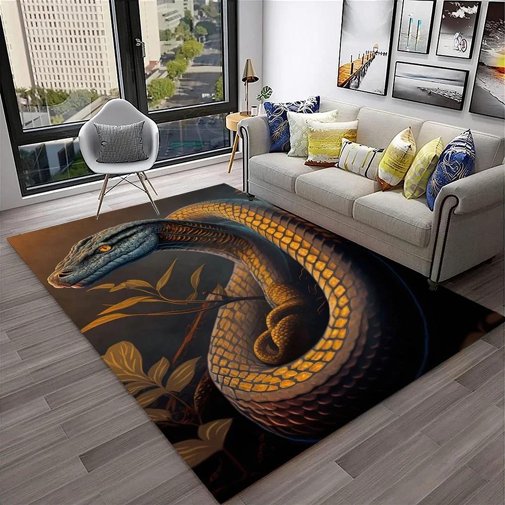 3D Gothic Schlange Schlangen Python Viper Teppich Teppich für Zuhause Wohnzimmer Schlafzimmer Sofa Fußmatte Dekor, Kinder Teppich Rutschfeste Bodenmatte