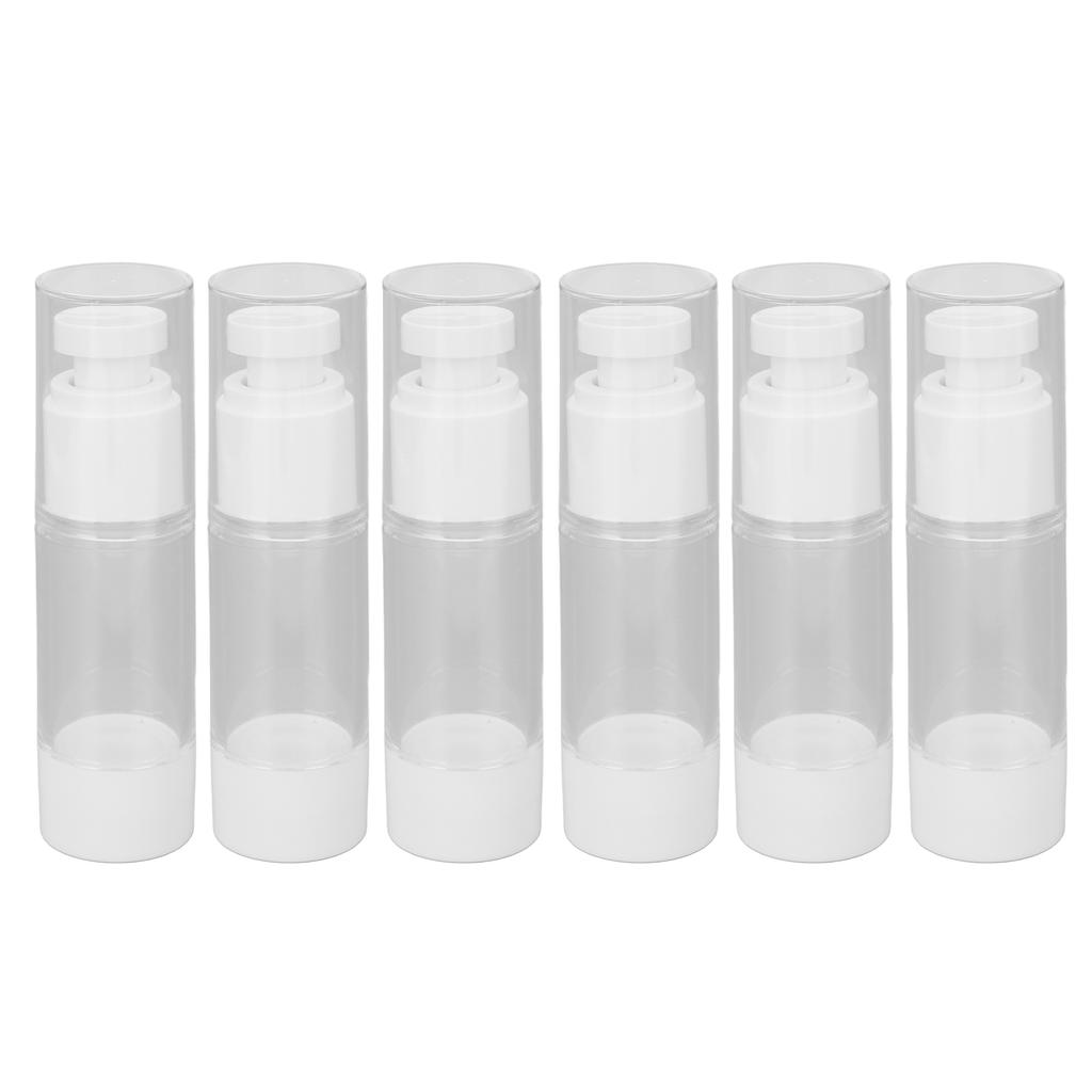 6Pcs Cosmetic Bottles Plastic Press Type Vacuum Transparent Refillable Container 30ml