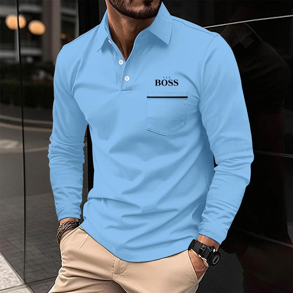 Spring and Autumn Plus Size POLO Shirt Button Pocket Men's Sports Polo Shirt Large Size Polo Shirt