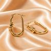 Gold Knotted Hoop Earrings - Light Luxury & Simple Style, Stainless Steel Plated Ear Studs