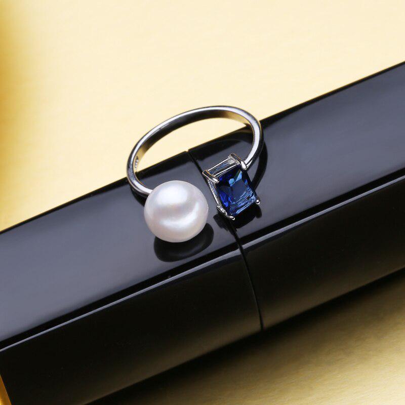Кільця з натуральними прісноводними перлами LSOOYH для жінок, модні бохо-блакитні кришталеві кільця, ювелірні вироби з перлами