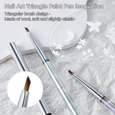 Nail Painting Uv Gel Drawing Embossing Brush Triangle Pen Aurora Pen Handle Manicure Dotting Builder Tool For Nail Salon