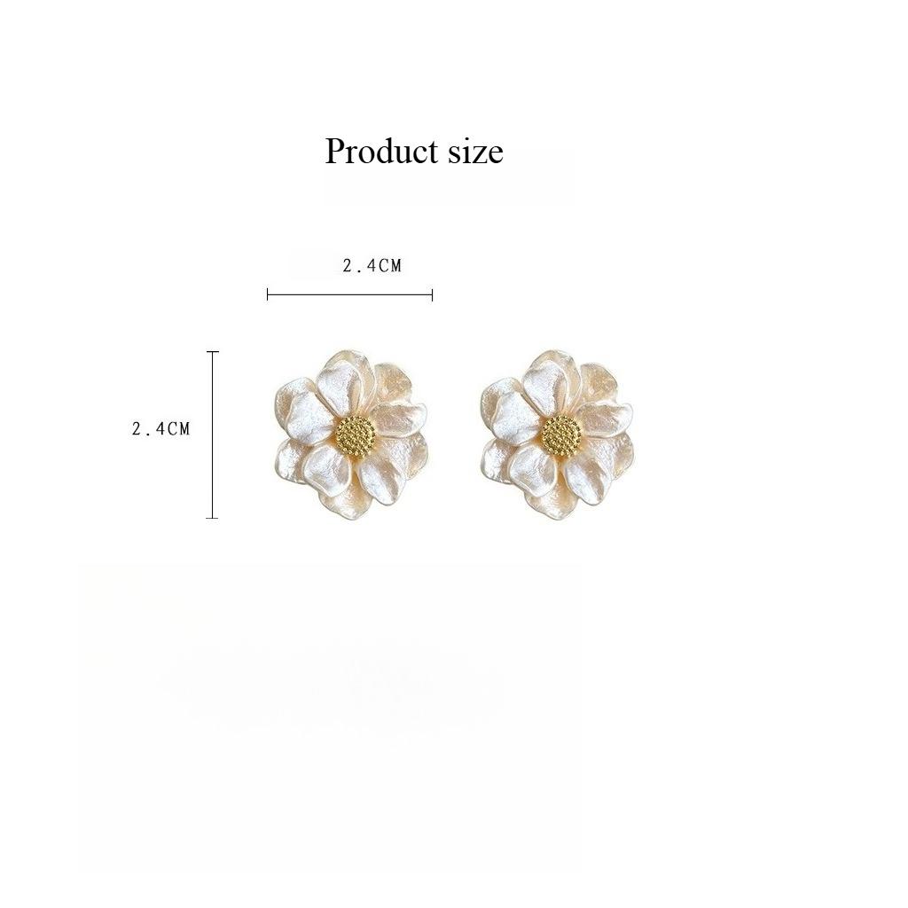18k Gold Plated Resin Camellia Stud Earrings, Sweet Fresh Flower Earrings For Women Elegant Daily Jewelry