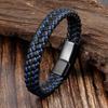 Bracciale Intrecciato in Corda di Pelle e Pelle di Mucca da Uomo in Vera Pelle Bracciale Blu Tessuto a Mano Gioielli 2026