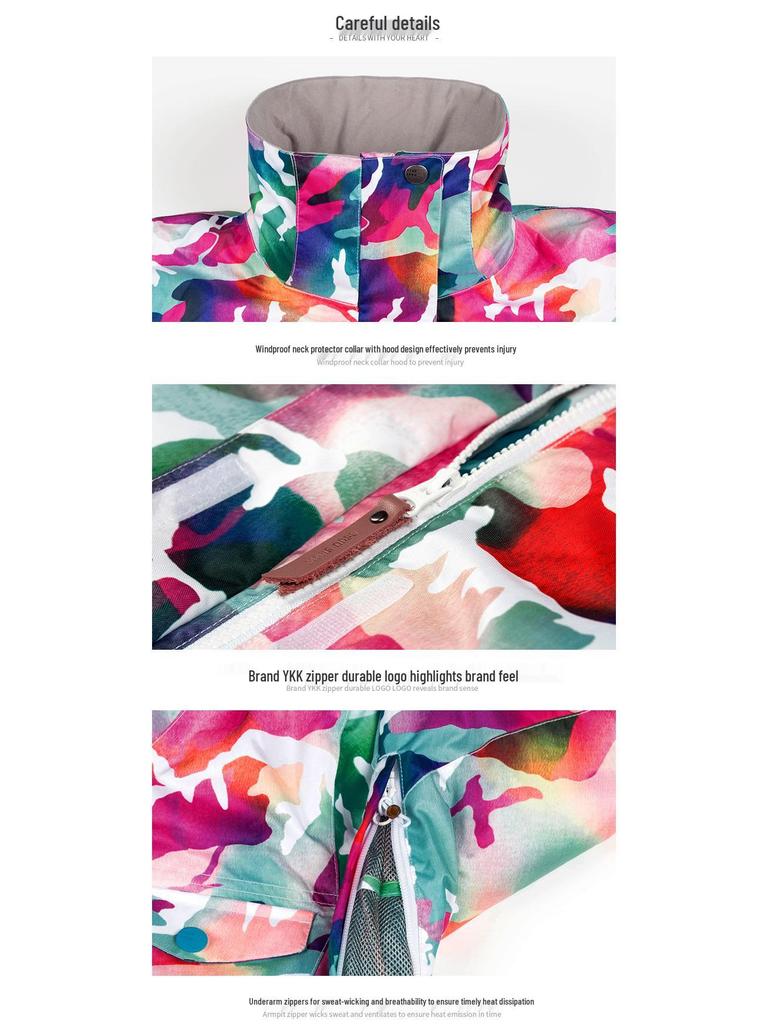 GsouSnow Women's Camouflage Ski Suit - Windproof, Waterproof, Warm, Plus Size - Ideal for Outdoor Snow Travel