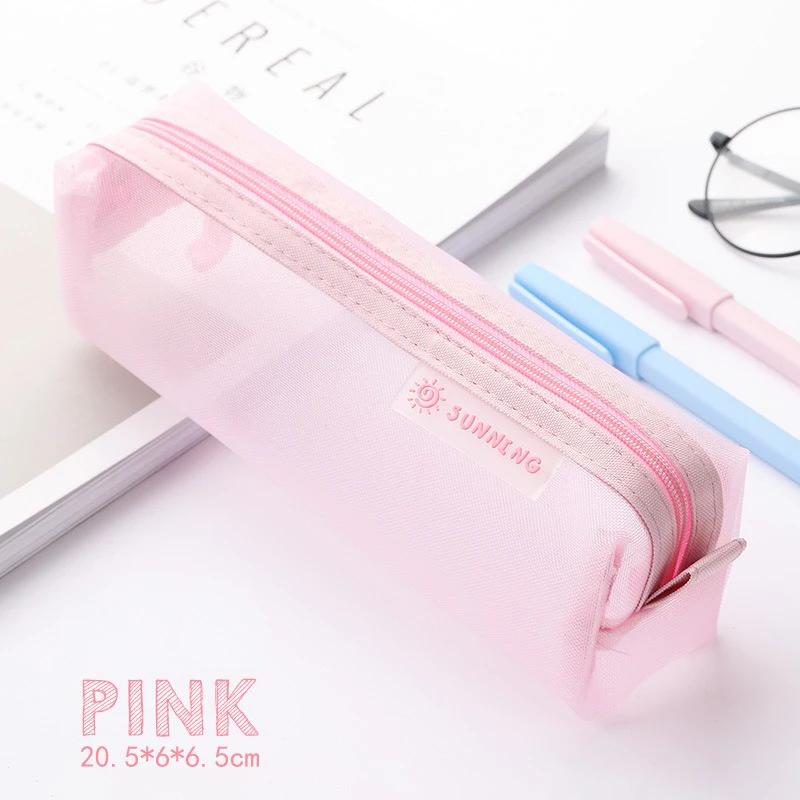 Mesh Pencil Case Large Capacity Pencil Pouch Transparent Multifunction Pencil Bag Organizer Office School Supplies Stationery