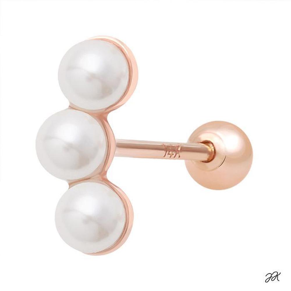 Bubble Pop 14K Gold Needle Rose Gold Pearl Stud Piercing (S8539261)