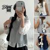 Solid Color Round Neck Vest Women Knitted Sleeveless Crop Tank Back Versatile Knitwear Bow Tie Decor Hollow Sweater Elastic Knit Top