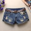 Summer Women'S Trendy Hole Denim Shorts Fashion Beggars Shorts Jean Low Waist Jeans Shorts Without Belt