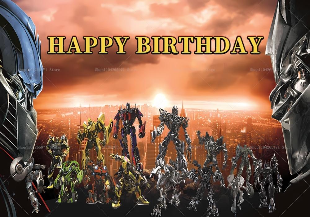 Fun Transformers Background Banner with Optimus Prime Theme for Kids, Children's Party Decoration