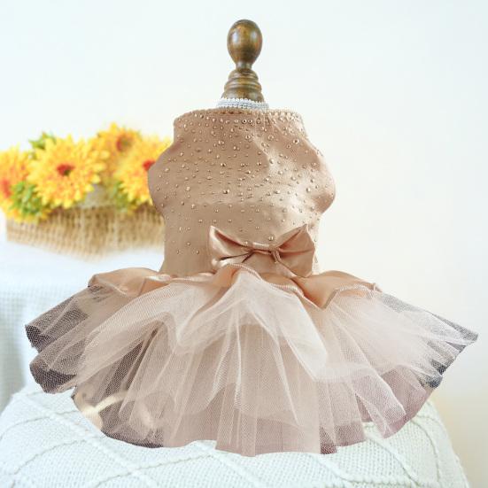Pet Princess Dress Sparkly Bow And Sequins Tutu Dress Soft Dog Cat Costume Cute Party Outfit for Small Animals