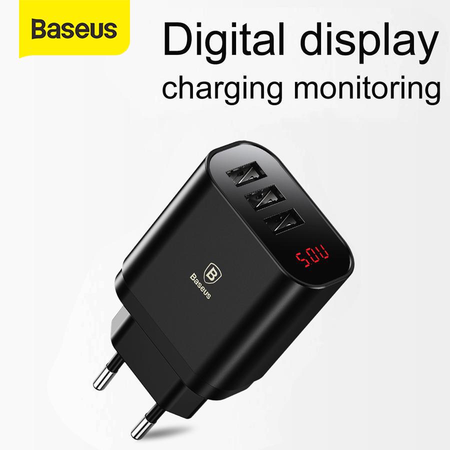 

Baseus светодиодный дисплей 3 USB зарядное устройство телефона зарядное устройство быстро зарядное устройство для iPhone зарядное устройство Samsung 3.4A Макс