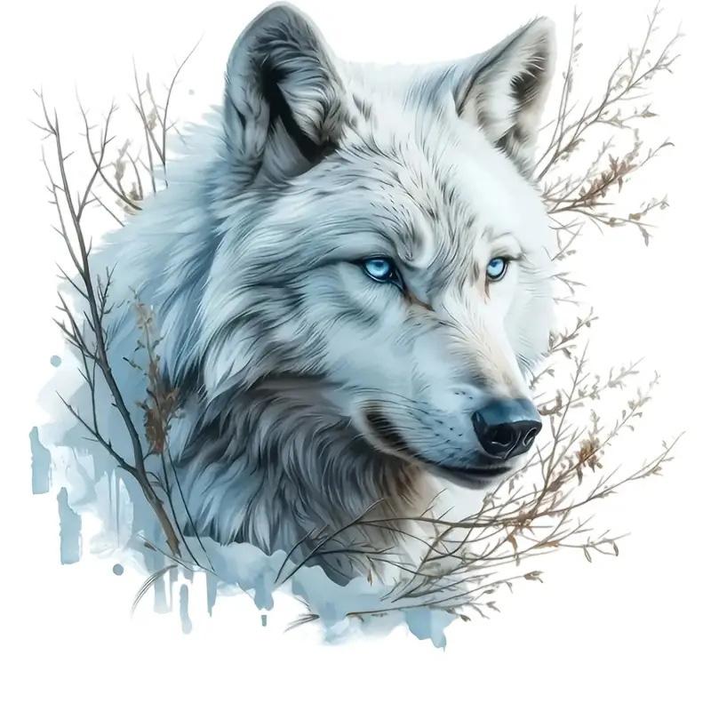 Majestic White Wolf with Blue Eyes Car Stickers Decal Vinyl Detachable Waterproof Outdoor Car Bumper Window Notebook Computer Decoration JM49