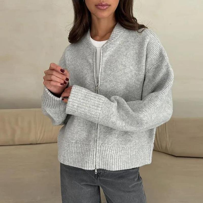 

Casual Knitted Sweater Women Breasted O Neck Full Sleeve Loose Autumn Knitwear M
