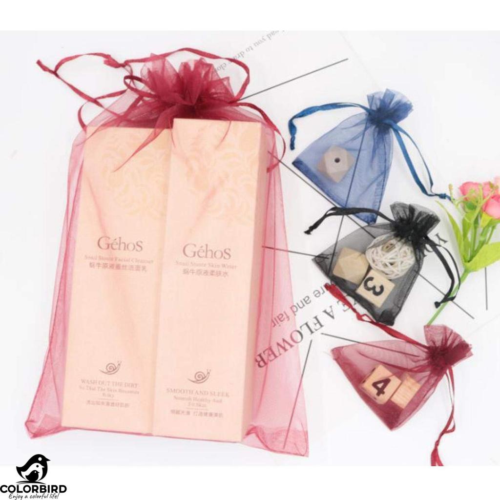 COLORBIRD Organza Drawstring Bags for Gift Wrapping, Valentine's Day (White, 17x23cm, 10 Count)