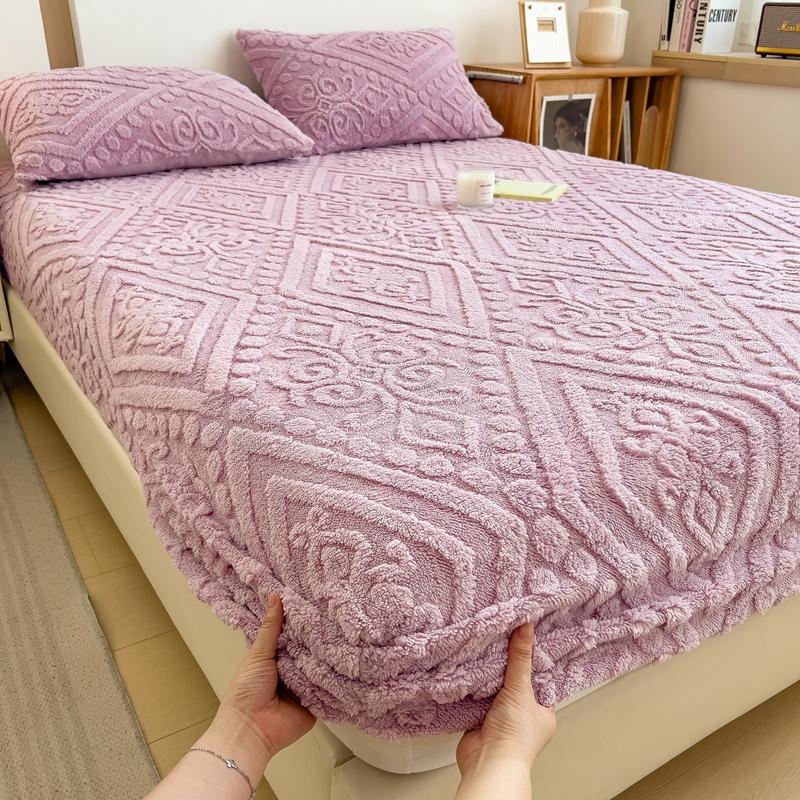 Couvre-lit en velours gaufré 3D épais chaud en peluche drap-housse élastique antidérapant protège-matelas 90/120/150/180/220x200