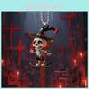 Acrylic Skeleton 2d Skateboard Design Halloween Car Pendant Decoration For
