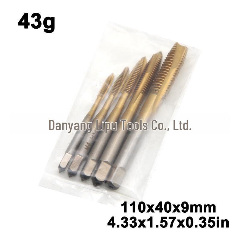 Set of 5 High-Speed Steel Screw Point Taps for M3-M8 Machine Tool Through-Hole Internal Threading