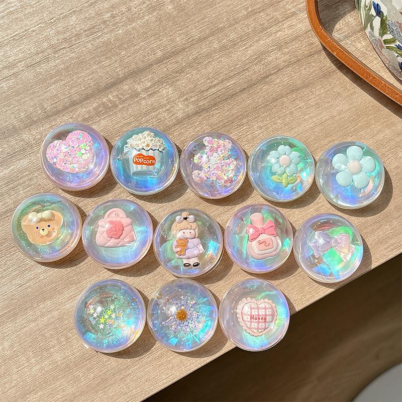 Small Fresh Laser Crystal Ball Flower Sequin Mobile Phone Airbag Bracket Paste Dream Girl Heart Ring