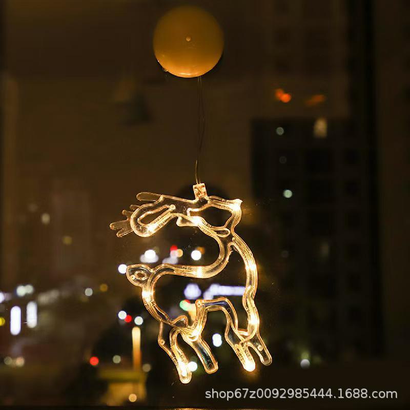 Lampă LED cu ventuză de Crăciun: Decorațiuni cu Moș Crăciun și Reni pentru Ferestre și Copaci