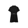 Fila Printed Letter Logo Fashion Casual College Style Loose Waist Belt Short Sleeve Dress Women Dresses Black F11W229318FBK