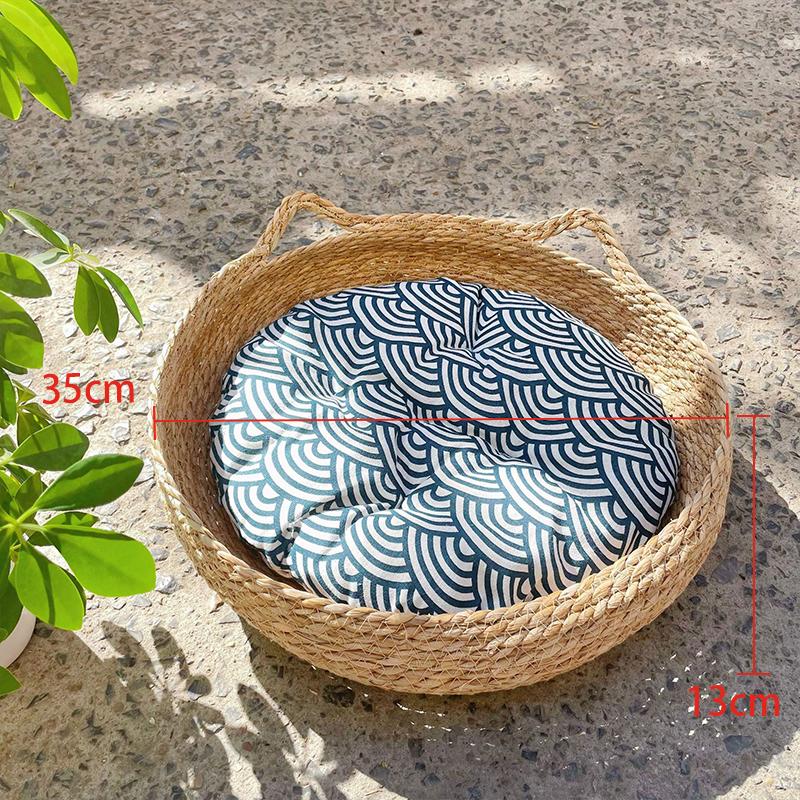 Four Seasons Cat Bed Woven Removable Upholstery Sleeping House Cat Scratch Floor Rattan Washable Cats Pet Products Accessories