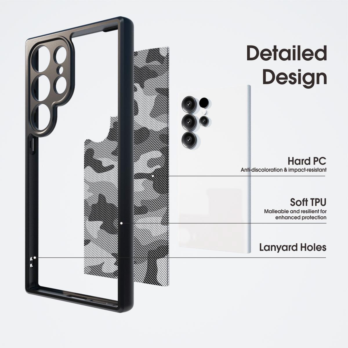 

IBMRS For Samsung Galaxy S25 Ultra Case TPU+PC Heavy Duty Shockproof Phone Cover Camera Protection Transparent Black