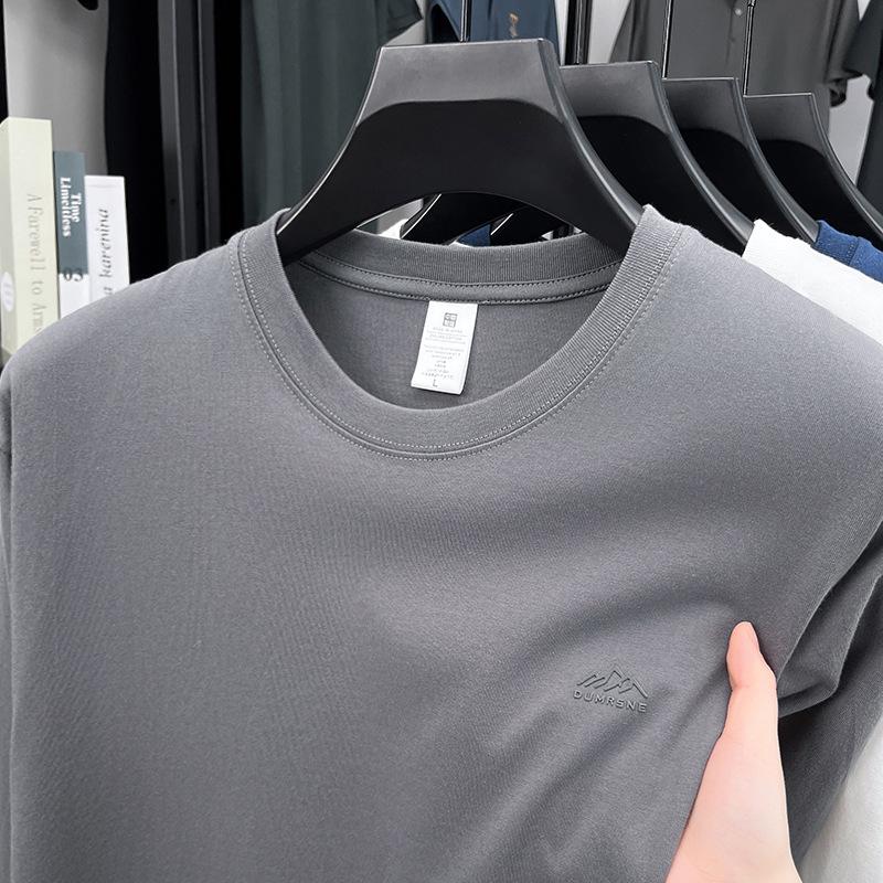 Men's Bottoming Shirt with Inner Top Men's Long-sleeved T-shirt High-end Solid Color Casual Pure Cotton Clothes
