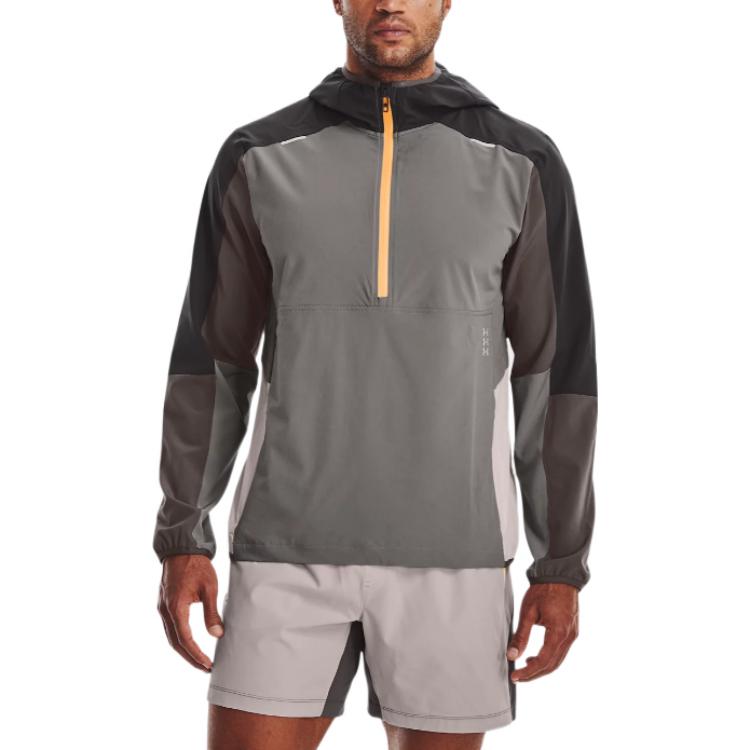 Under Armour Terrain Color Block Half Zip Hoodie Men hoodies Coal Jade 1373735-294
