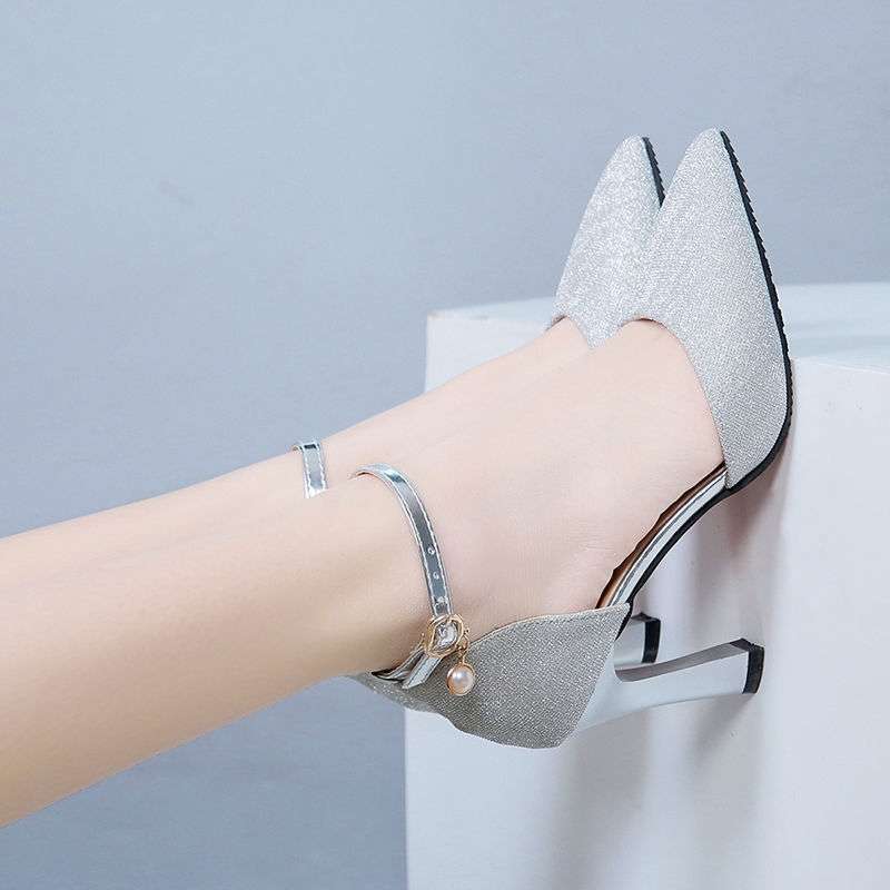 Medium Heel High Heels Thin Heel New Shallow Mouth Pointed Head Women Autumn Fairy Korean Version Fashion Versatile Bag Head Single Shoes Women