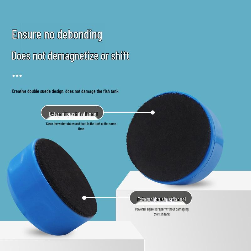 Mini Powerful Magnetic Fish Tank Brush - Double-Sided, No Dead Angle Glass Cleaner & Algae Remover.