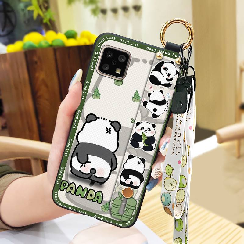 Back Cover Panda Phone Case For Sharp Aquos Sense4 4G/Sense 5G Phone Holder Wrist Strap Durable Cute Fashion Design Ring