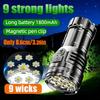 9-core Monster Flashlight with Magnetic Base, COB Side Light, Suitable for Emergency Power Outages, Garages, Camping, Parties, Night Security