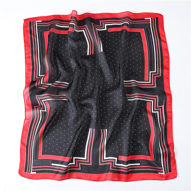 Korean version of fashion polka dot silk scarf women's 71x71cm square scarf simple and versatile professional scarf simulation silk scarf autumn and w